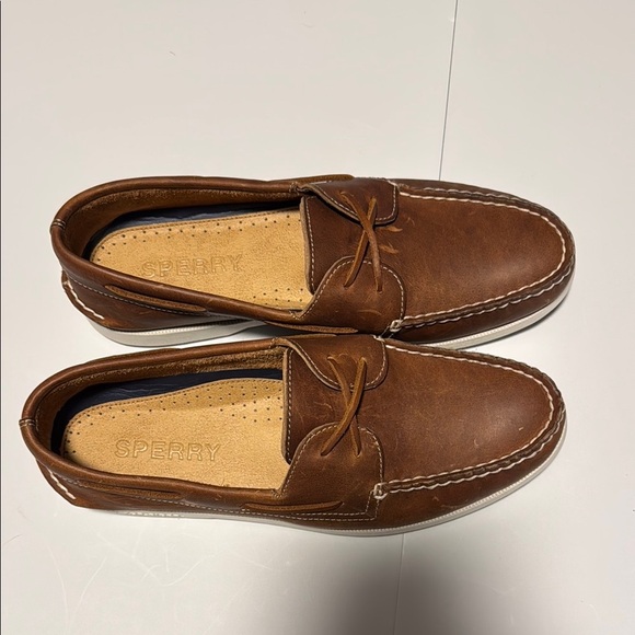 Sperry Brown Leather Boat Shoes Moccasin Style - Picture 1 of 6